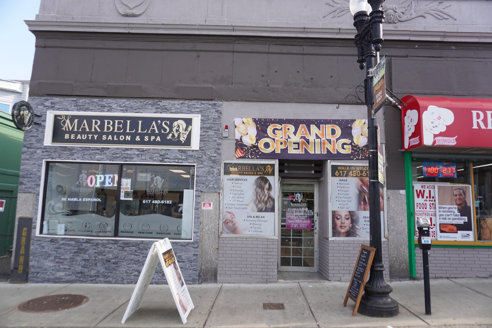 Marbella's Beauty Salon and Spa storefront in Revere, MA